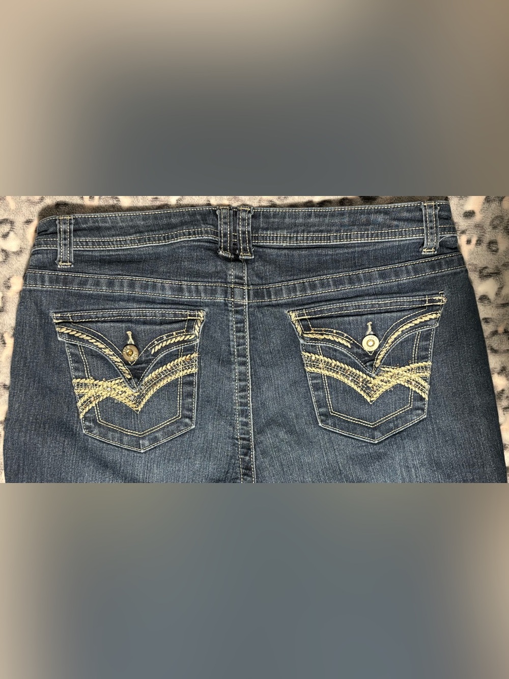 Womens Dark Blue Embroidered Back Pocket Bootcut Jeans